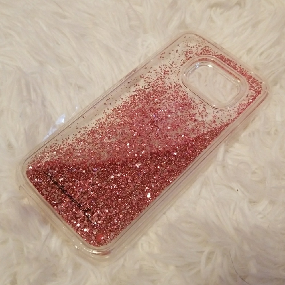 BRAND NEW falling pink glitter phone case